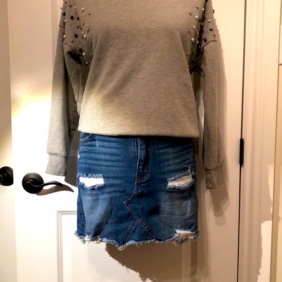 SzM distressed jean mini skirt - Picture 1 of 5